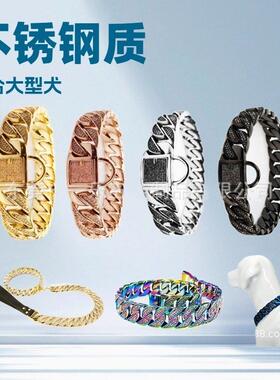 不32M锈钢宠物ANW狗狗项圈链犬法斗恶霸猛犬颈圈杜宾古巴链嘻哈脖