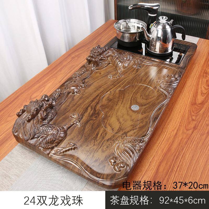 茶盘茶海实全自台动体电器上水一大茶办公187现代简约整套沥水托