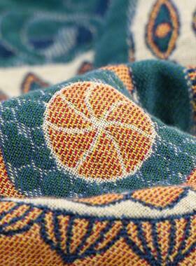 流苏款沙发毯蓝绿色办37056公室午睡波毯西代米子亚风盖毯床尾巾