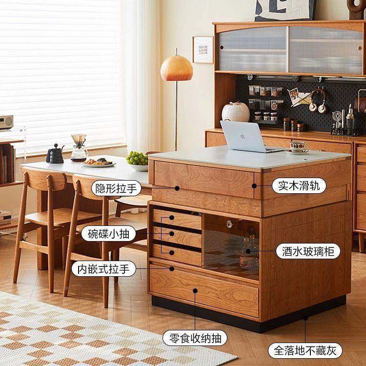 樱桃木餐全木岛台餐桌一体家NTS用小户型黑胡缩桃木可伸吧实台岩,住宅家具,岛台,淘宝优惠券,粉丝福利购,淘宝优惠卷