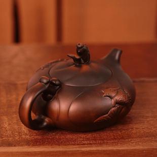 建南水端紫陶鱼化龙凤鸣壶大容云量纯手工茶壶BPJ家用复古高紫砂