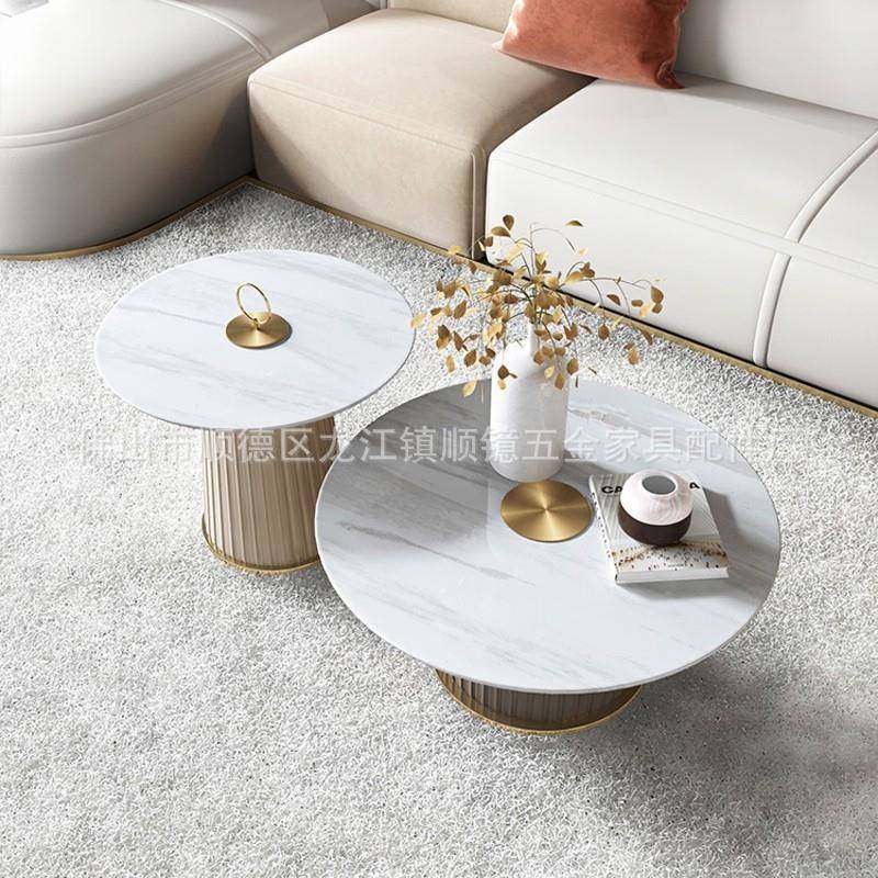 意式简约圆形茶几创意设计款户型小现代岩大小圆SY-E6125板茶几组