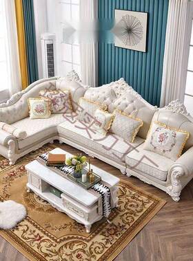 小型欧式沙发户厅科技布小沙客发欧969L型可简拆洗欧美风欧式沙发