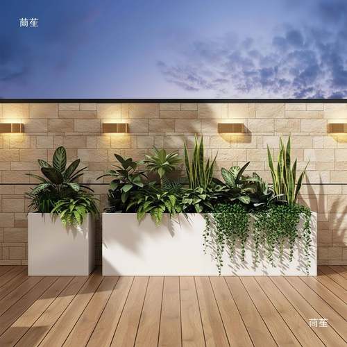 室外露天合艺锌异镀形DLA坐凳组花架护栏户外不锈钢花箱铁花槽