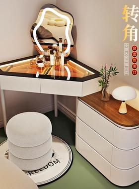 实简约代小户型转角梳台三角木化GUV妆台卧现室转角妆边柜多功能