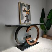 现代简约入户条墙玄关台奢轻靠玄关KWN桌意式 不锈案钢创意客厅玄