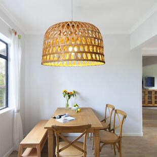 哑光素色东灯南亚吊灯客厅灯饰卧室园餐厅吊田竹编灯现代简约竹吊