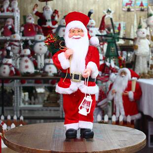 24寸60偶人厘米站姿白胡535子圣诞老公仔装圣诞节饰品大号圣诞玩