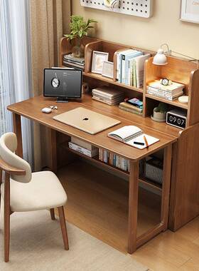 实木折叠书桌架户一体缩小型家用电脑桌学生儿童学书习HVZ桌可伸