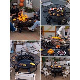 装 户外烤火炉庭院家灶用围炉煮茶篝盆套CFA柴火烧烤桌多功能火烧