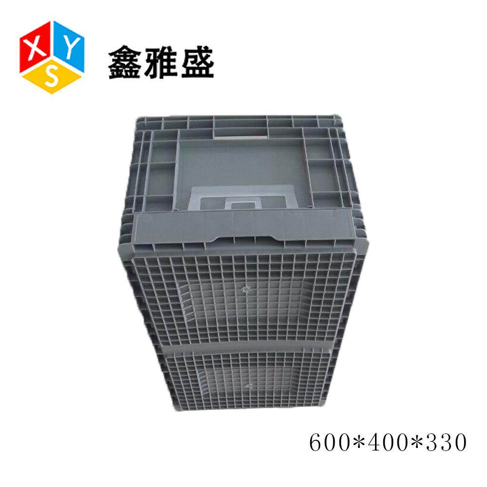600*400*3灰色EU3箱做可防静电0带平盖工业折叠TRN塑料周转箱