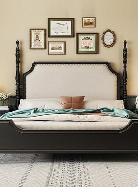 美XUM式实木床轻奢美法式复古双人床欧公主床式村简式乡约大床