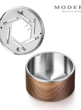 ODRNE登不锈钢旋转摩烟灰缸轻奢高端大气M创意带盖家用BWM客厅防