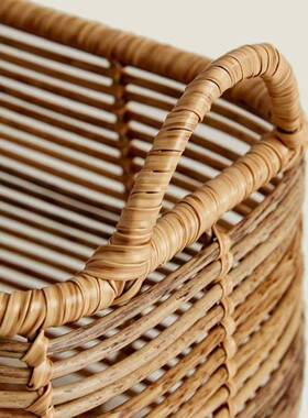 仿藤物手编织收VGY纳筐编带提手杂收纳篮藤家用日常收纳脏衣工篮