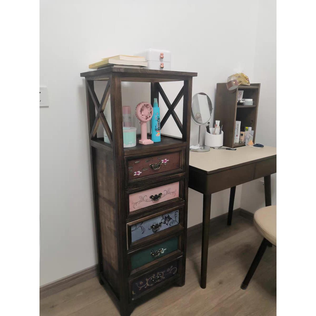 美物实木斗柜复古室B-70床头柜抽屉式卧收纳柜客厅边柜多功能式置