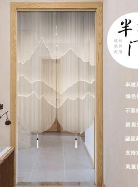 新明中式门帘隔断帘家用半透双室面透景卧厨生房卫间XCC免打孔布