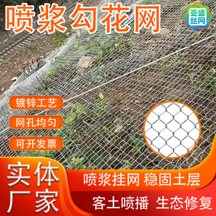 喷浆铁丝网镀锌勾花网客土喷播植草挂网边坡复绿护坡固土网钢丝网