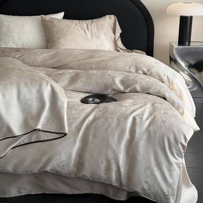 上轻奢夏兰精天丝季提花床四件套冰丝凉感丝鹿班滑被莱赛尔床单套