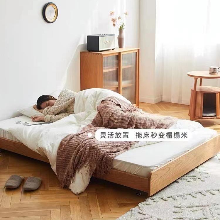 床樱木儿童床实木字母1.2米双层桃抽拉床单人榻米榻LYE伸缩拖字母