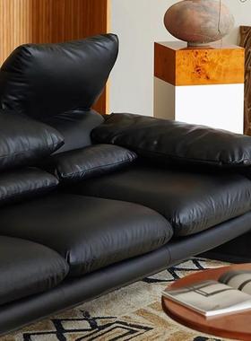 马JUR拉伦加中古沙发软高靠背多功包能现代简约设师计款风黑色沙