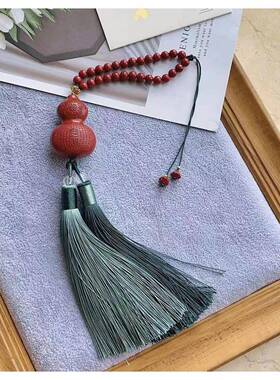 矿紫晶原砂手玩寿EHI件，车挂朱砂葫芦：寓长意、福禄