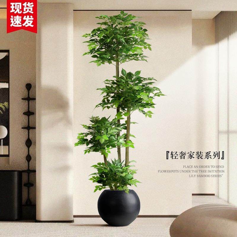 仿真植物厅幸大福树发财树6n82PMdh客型落地绿植室假内家居装饰摆