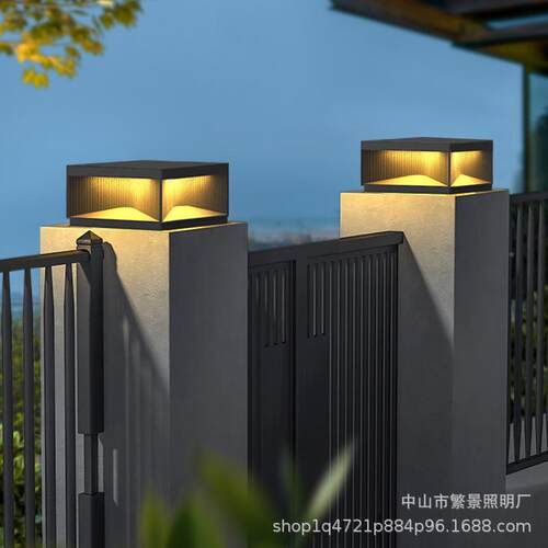C1314别墅大室门两侧防太阳能门柱灯户外水围柱子灯外农村院墙子