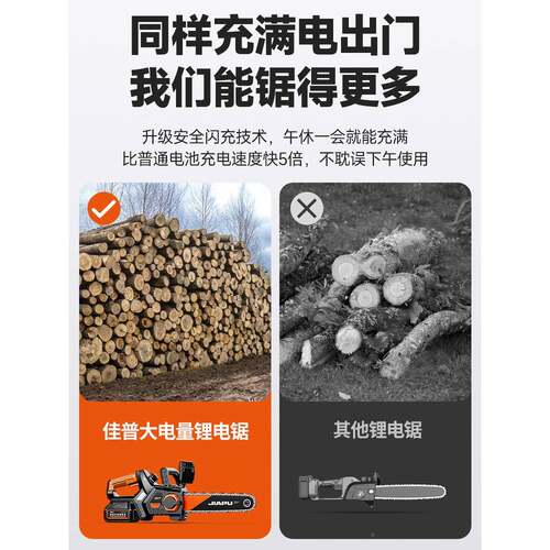 电伐木锯动锯柴家电用小锯手型持锂电锯834充电式大容量电动锯树