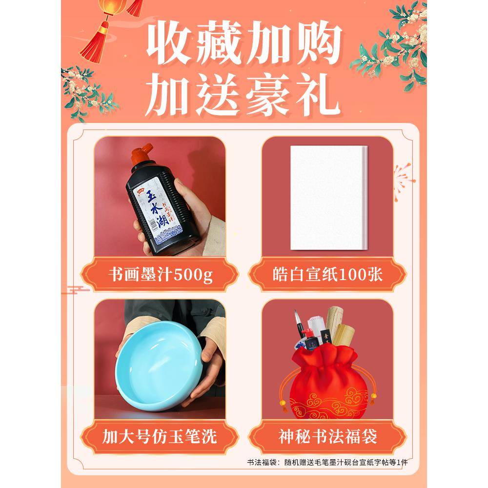 文宝套装毛笔书法练习全套笔墨纸砚初四学房者入成门人练毛笔文房