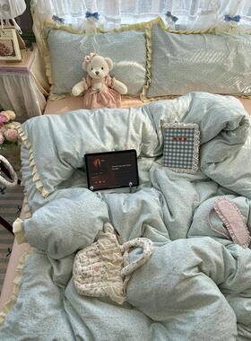 A类层四纱床上用品件套纯PDV棉全棉2双05新款床单被套2罩宿舍三件