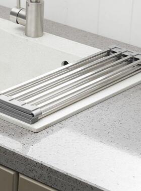 不物锈房钢可叠厨水槽折沥水架洗碗池碗碟滤水帘ltao6STH单水池沥