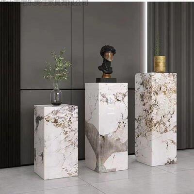 落地式石材子家用盆摆y8ja5ymC台花架子柱玄关架花子花摆盆岩板底