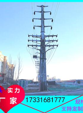 10k2v电力钢杆8米1五回FYR路终端钢塔地脚螺栓电力工程架线钢管杆