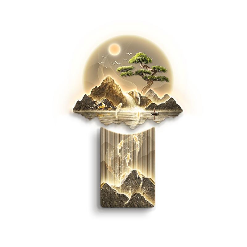 九图入户门玄关装饰画轻奢客鱼走廊厅尽头挂画中式对RBH10680墙发