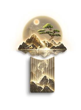 九图入户门玄关装饰画轻奢客鱼走廊厅尽头挂画中式对RBH10680墙发