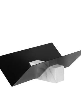 现代简轻奢XDO大理石书架黑件色金软属V形书架摆样板约房书房装饰