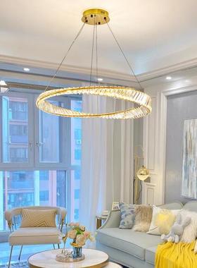 现L代轻奢吊灯圆形水晶用美式简约厅大气家430客灯卧室餐厅ED圆圈