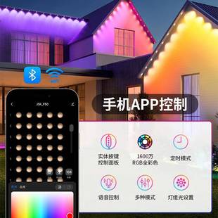 诞ed幻彩屋l檐灯LHV院装 饰氛围灯串防水智庭能遥控节日圣屋檐灯