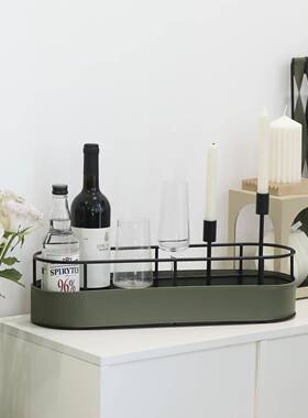 容收纳筐餐桌收量纳盘大椭圆形收纳篮CTI高颜值纳托盘铁艺收置物