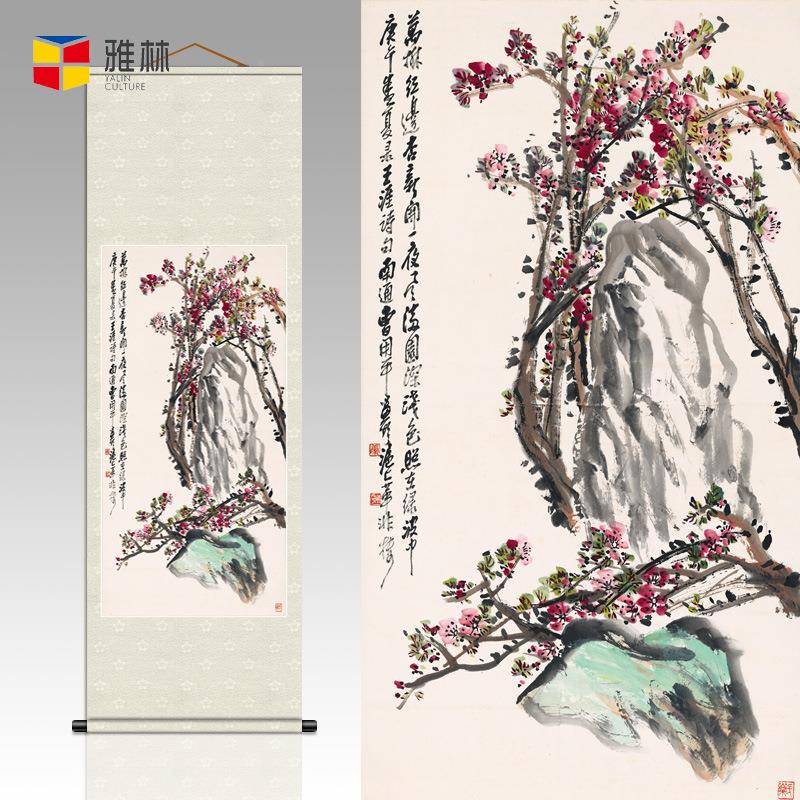 家家饰纺新YL202208中_国式画名-家仿古字画竖款花鸟玄关挂画