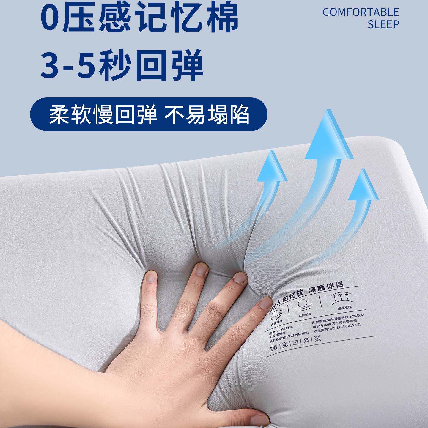 零压睡记忆棉双深人长枕头.5m情WWK20250颈侣睡觉长枕芯一米八加
