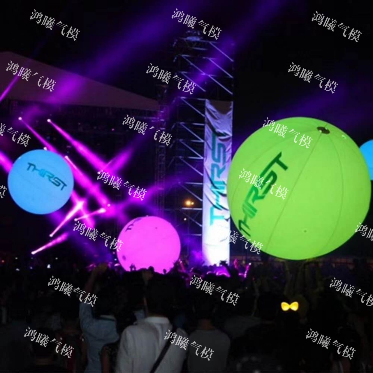 充气触碰发光气球LED落地气模舞台酒吧手抛互动PVC七彩变色灯光球