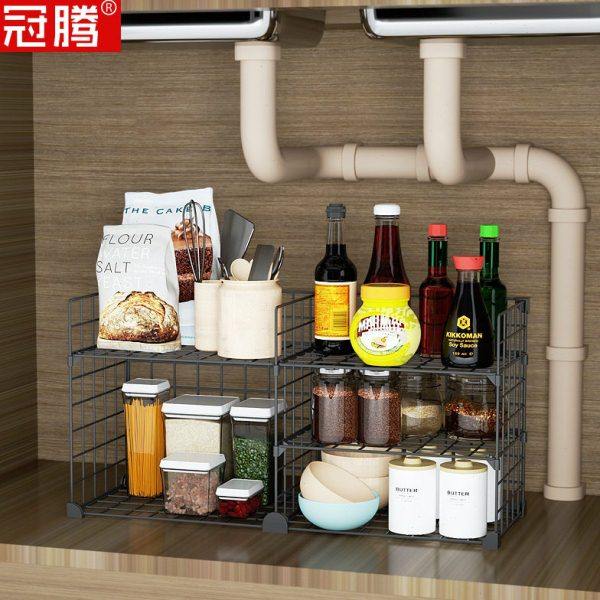 厨房水槽下方置物架小尺寸可推拉抽屉铁艺分层洗水池下柜子收纳架,厨房/烹饪用具,水槽置物架,淘宝优惠券,粉丝福利购,淘宝优惠卷