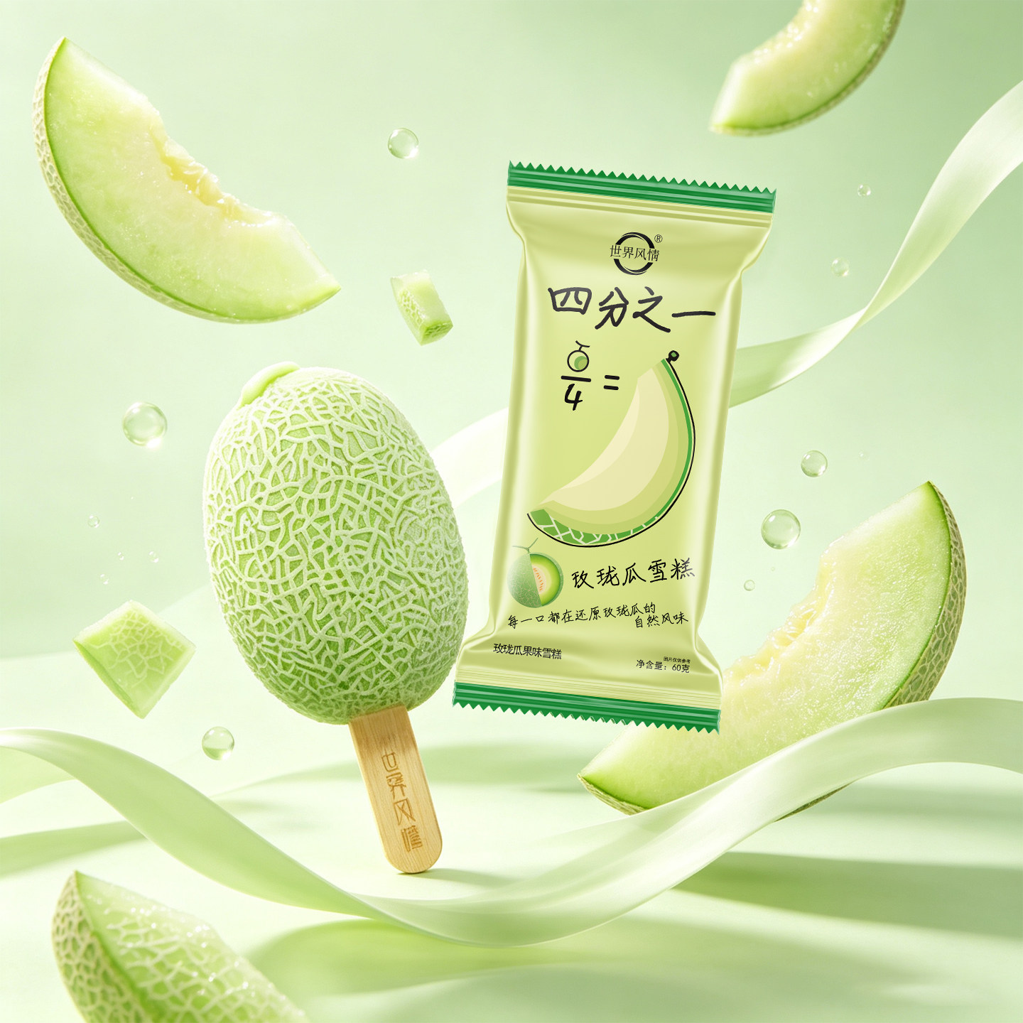 世界风情四分之一玫珑瓜雪糕