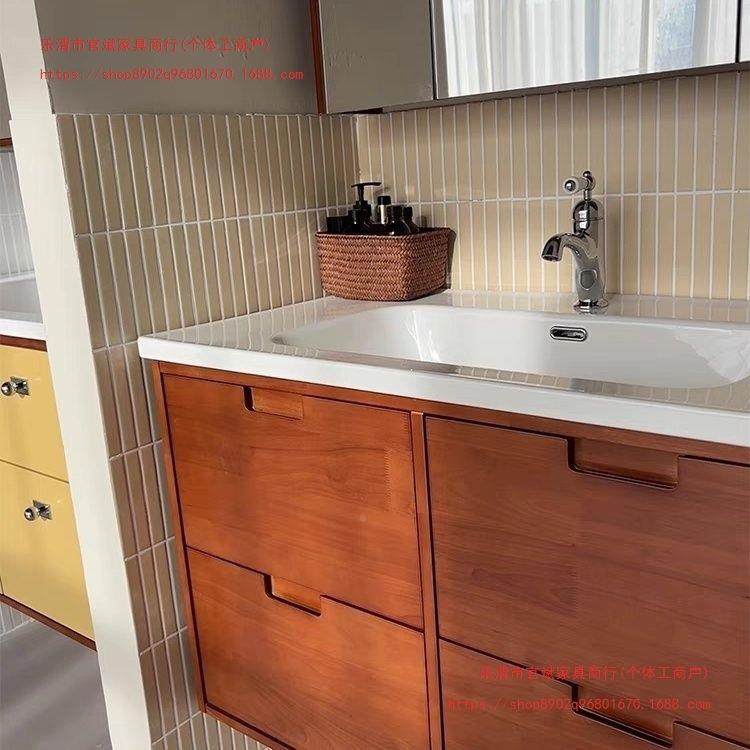 色复古浴木室柜组合橡烤木漆洗漱台可柚774陶瓷一体盆,家装主材,浴室柜,淘宝优惠券,粉丝福利购,淘宝优惠卷
