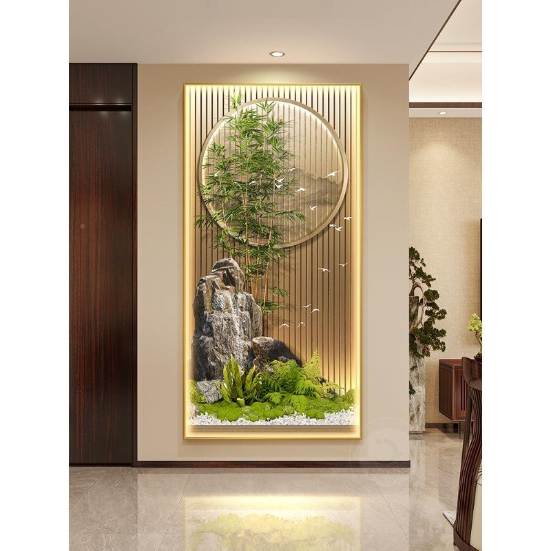 节贵节升玄关装饰高画新中式户山水走廊过道挂画富竹338子入带灯