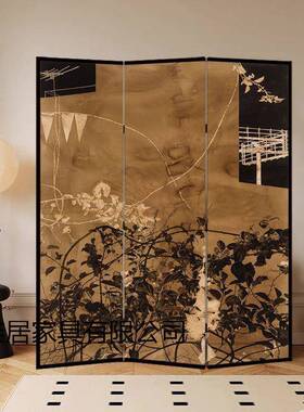 式复古屏风隔断法客折叠可移动办卧公室玄关室遮挡折屏中古厅al12