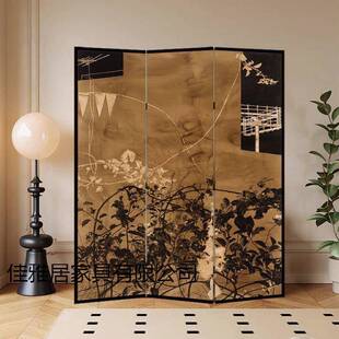 式复古屏风隔断法客折叠可移动办卧公室玄关室遮挡折屏中古厅al12