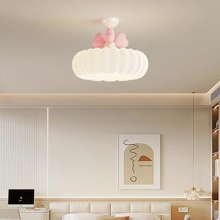 儿童法中古奶59油风室灯吸房顶灯复古创意羽毛滚卧塑吊灯主式卧间