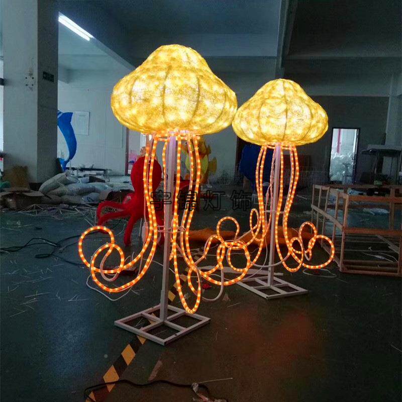 LED海洋动节物挂YJ-DJDWD件水母型灯广造场户外发光LED光灯梦幻造